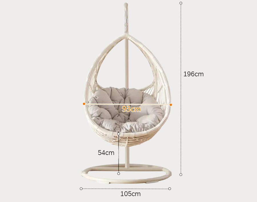 Dominic Rattan Garden Hanging Egg Chair with Stand, Indoor/ Outdoor Use