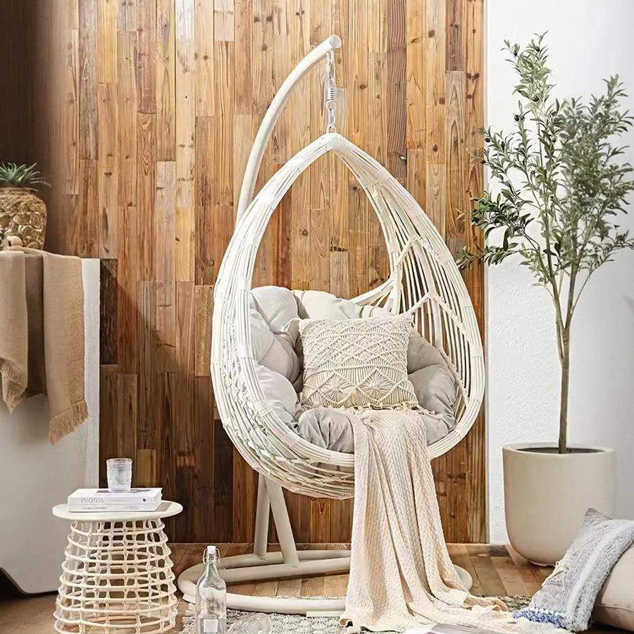 Dominic Rattan Garden Hanging Egg Chair with Stand, Indoor/ Outdoor Use detail view for dominic rattan garden hanging...
