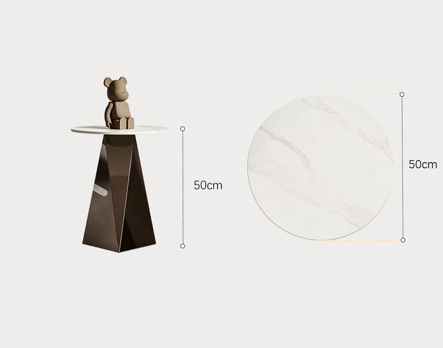 Dorothy Side Table, Sintered Stone & Stainless Steel Base