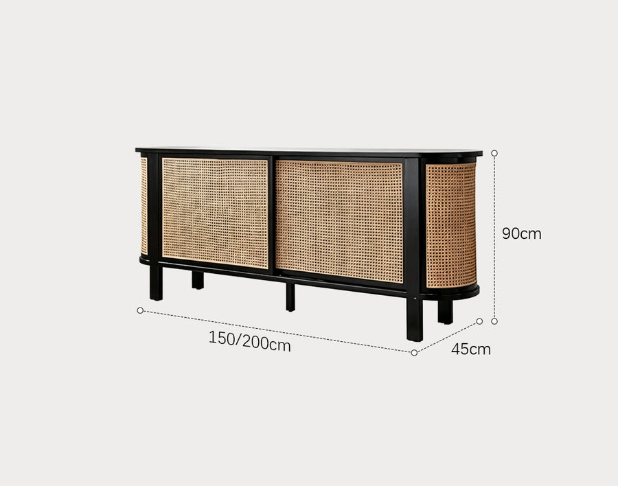 Dot Rattan Sideboard, Ash Wood & Black