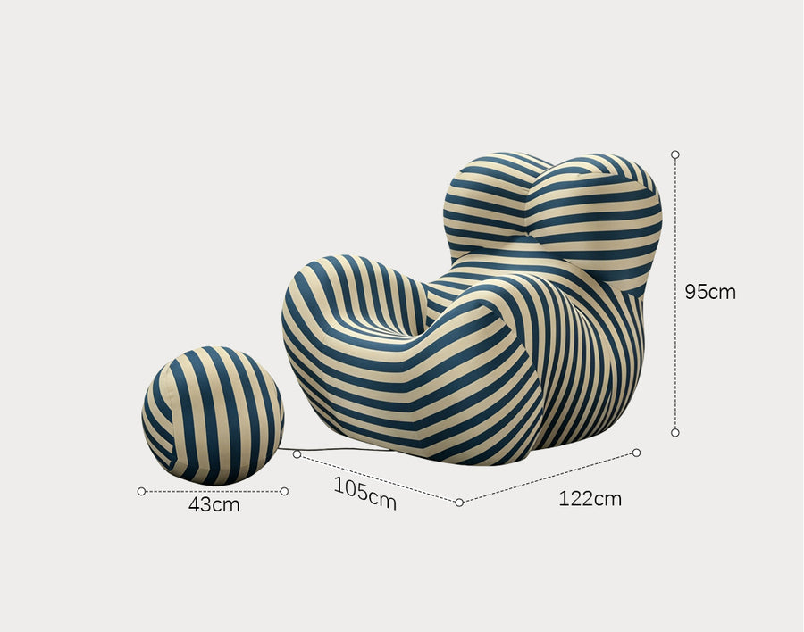 Dundee Lounge Armchair With A Ball Stool, Red/Blue in a modern UK home