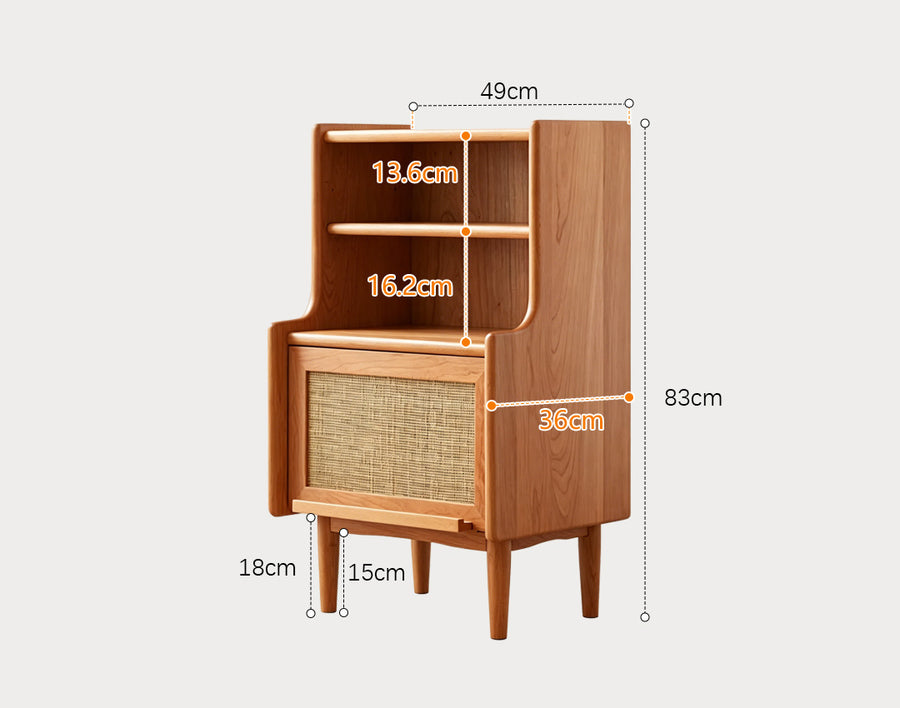 Edith Bedside Table, Solid Wood styled for walnut bedside table