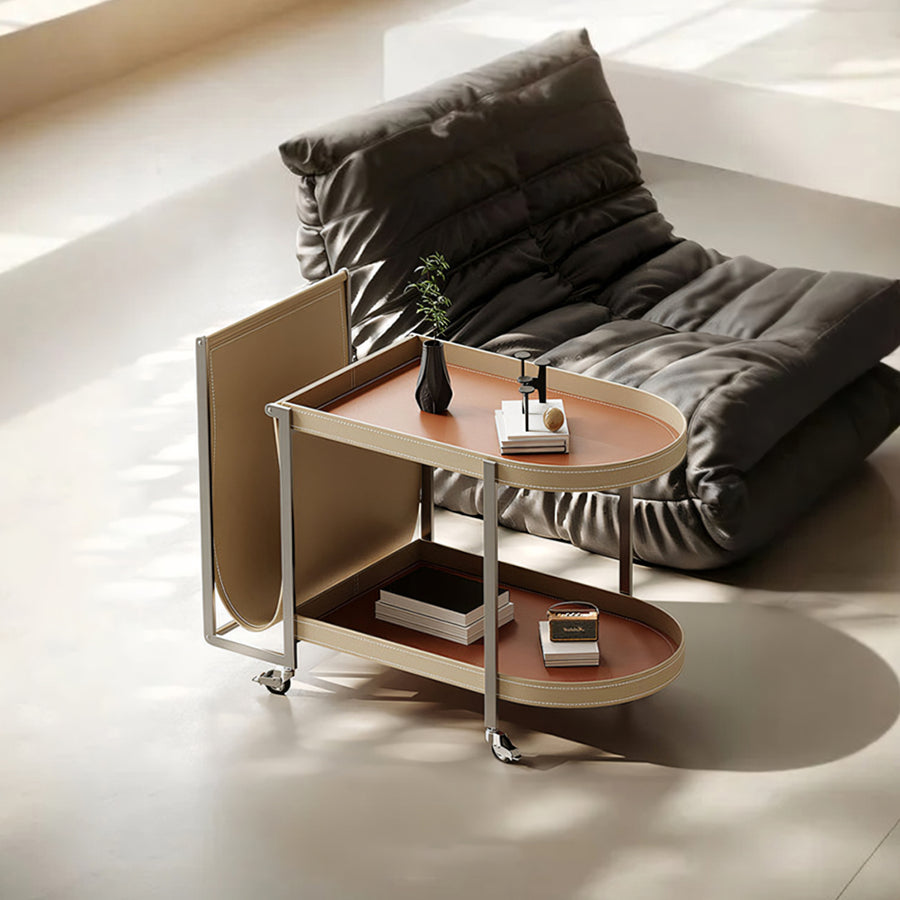 Edna Side Table, Trolley - leather kitchen storage trolley UK