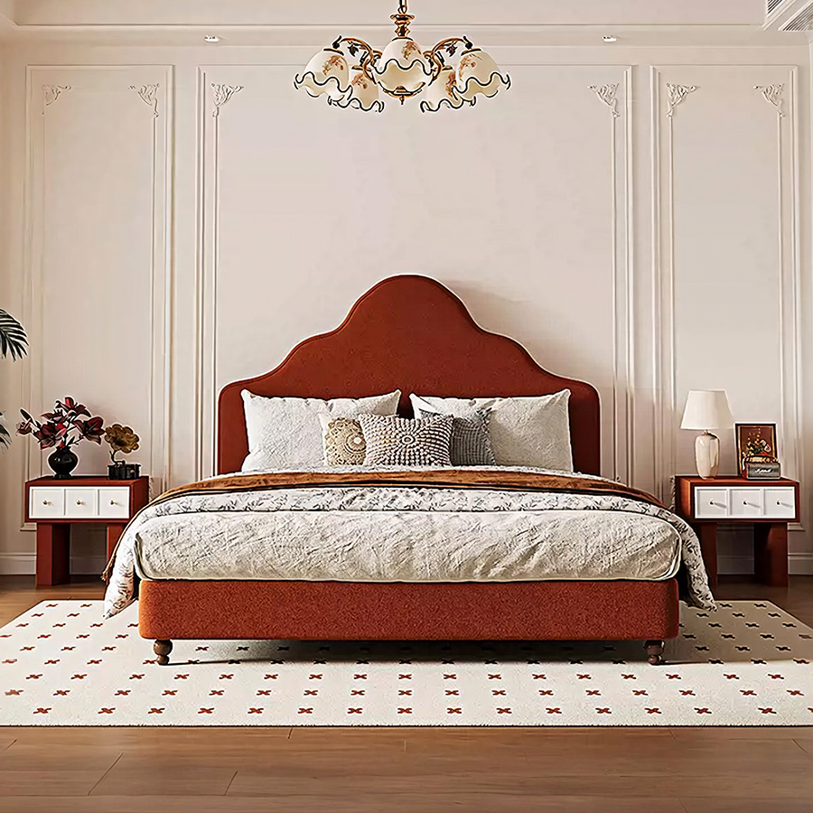 Elara Double Bed, King Size, Super King Size, Flannelette - wooden storage bed UK