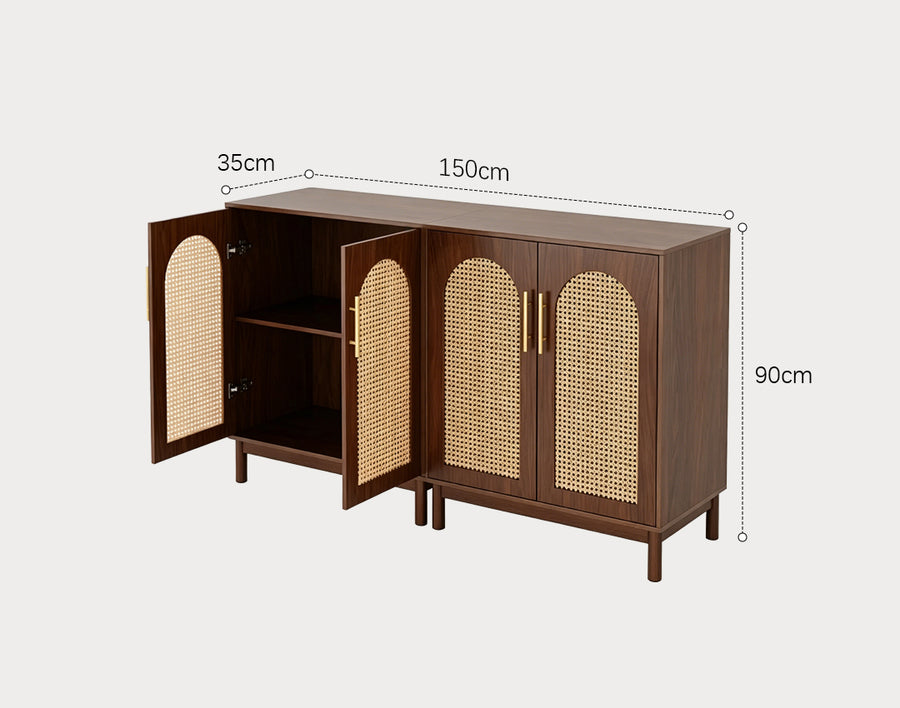 Eleanor Accent Rattan Shoe Storage, Cabinet With Doors