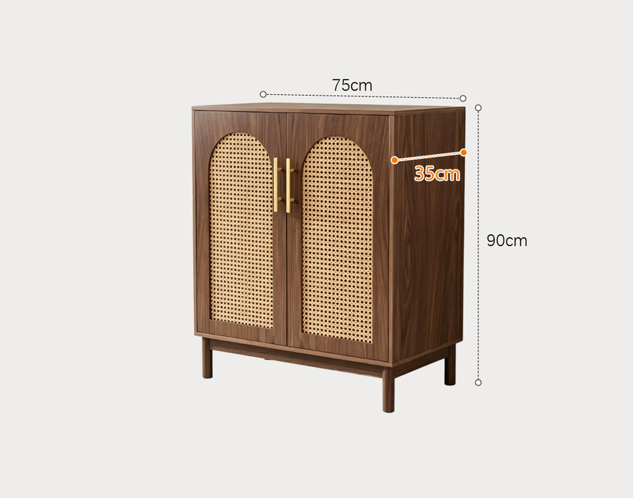 Eleanor Accent Rattan Shoe Storage, Cabinet With Doors