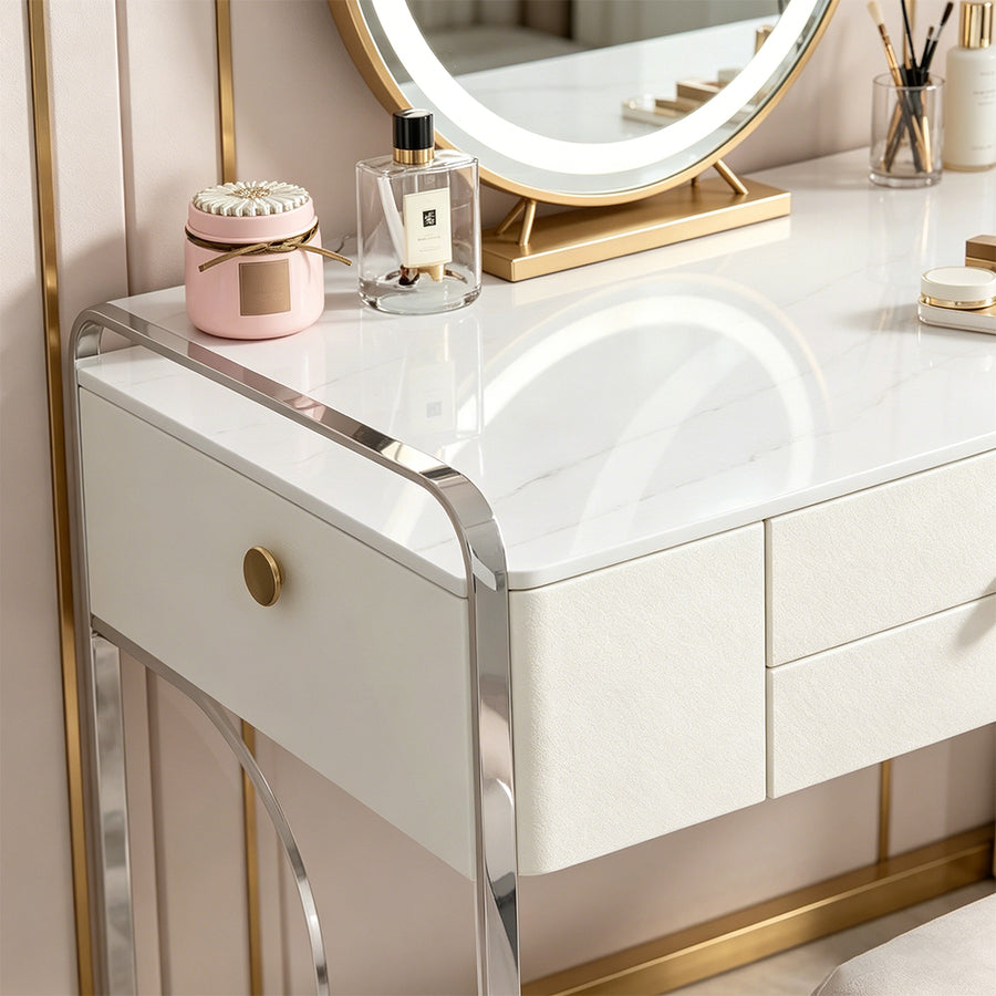 Elfriede Dressing Table cabinet and shelf detail