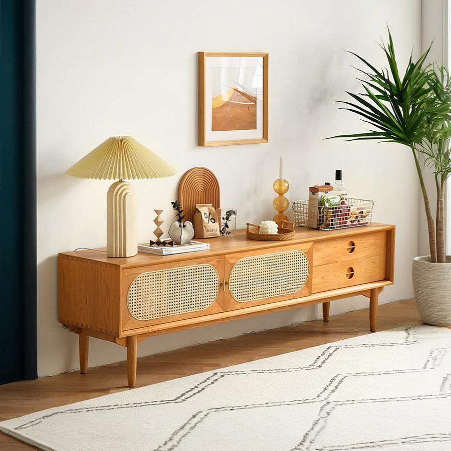 Elijah Rattan TV Stand for modern UK living room