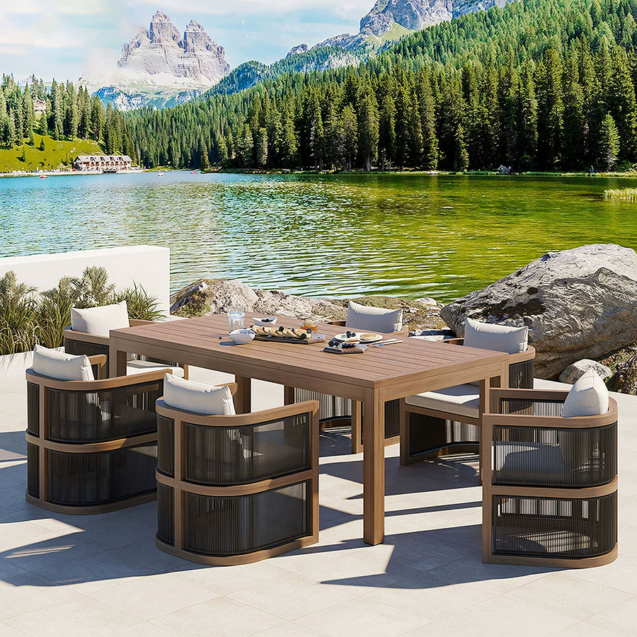 Eliza Rttan Outdoor Dining Table, Outdoor Furniture - garden lounge chair