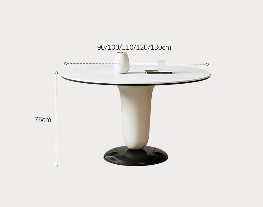 Elmer Round Dining Table lifestyle view with italian marble dining table design