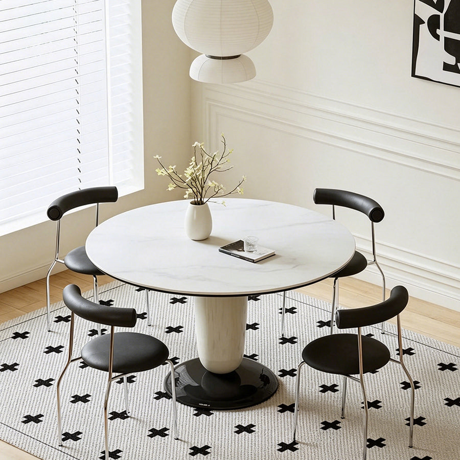 Elmer Round Dining Table lifestyle view with small marble dining table