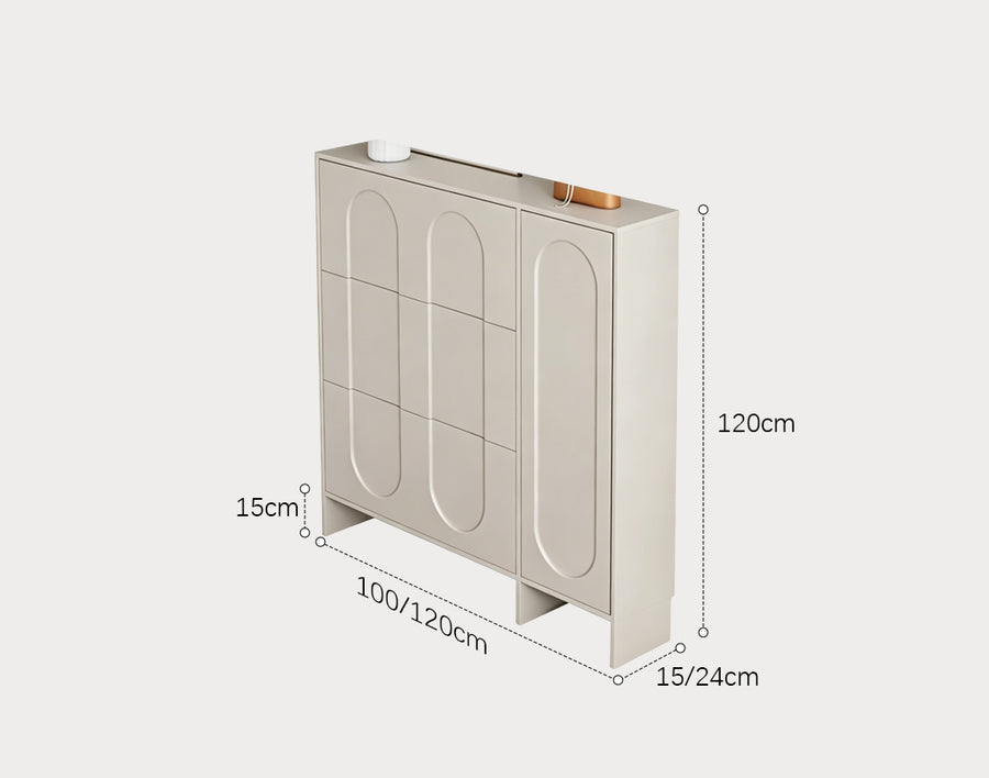 Emilio Slimline Shoe Storage For Hallway, Cream - narrow shoe storage cabinet
