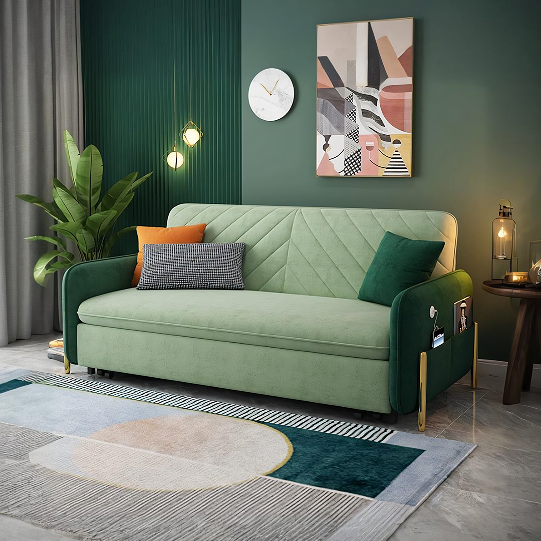 Erika Two Seater Sofa Bed, Green-Ritconcept-Rit Concept