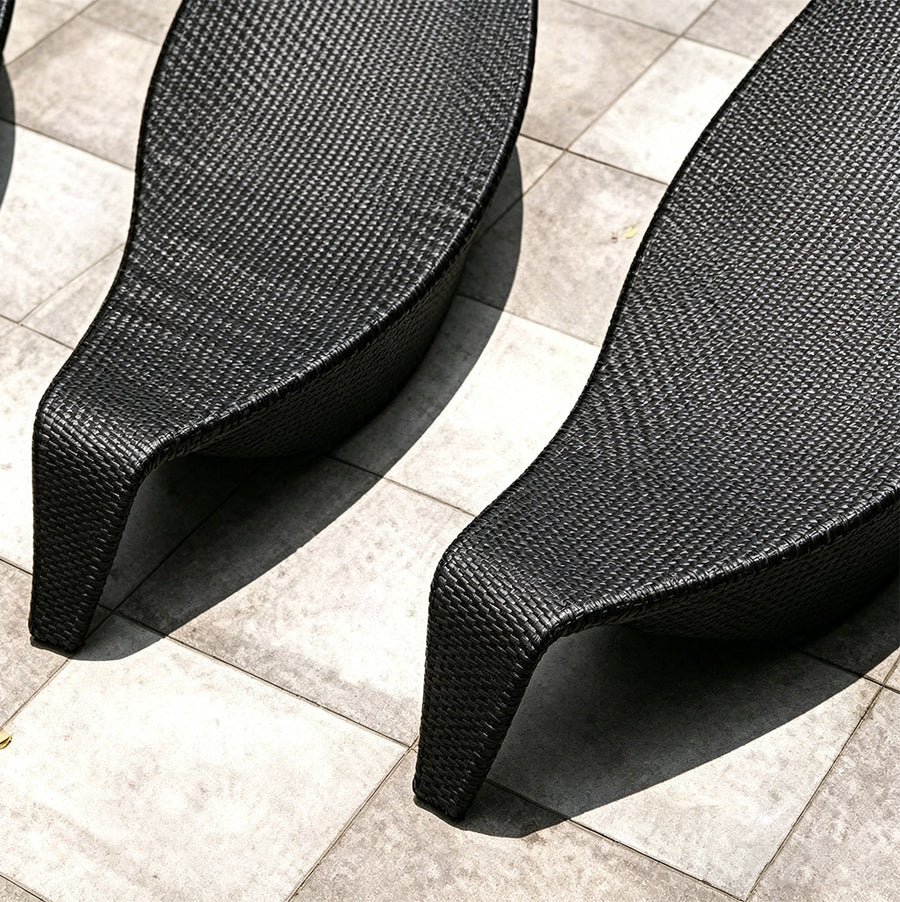 Escobar Garden Outdoor Sun Lounger, Rattan in a modern UK home