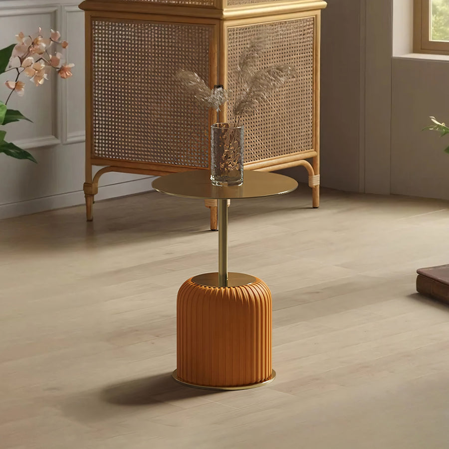 Ethel Side Table, Stainless Steel & Leather - ethel leather side table UK