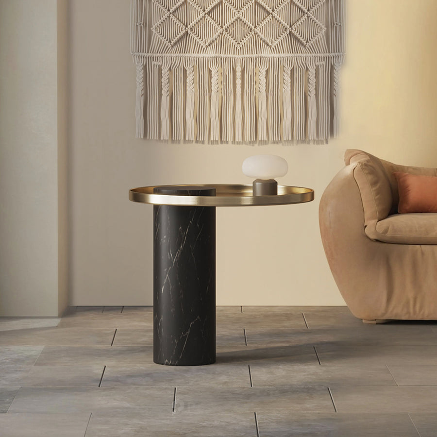Eugene Side Table, Marble & Stainless Steel - marble side table UK