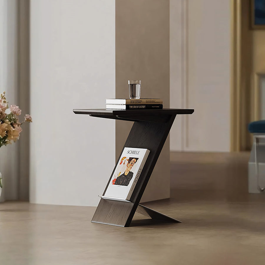 Eunice Side Table With Magazine Rack, Solid Wood - eunice magazine rack solid wood side table UK