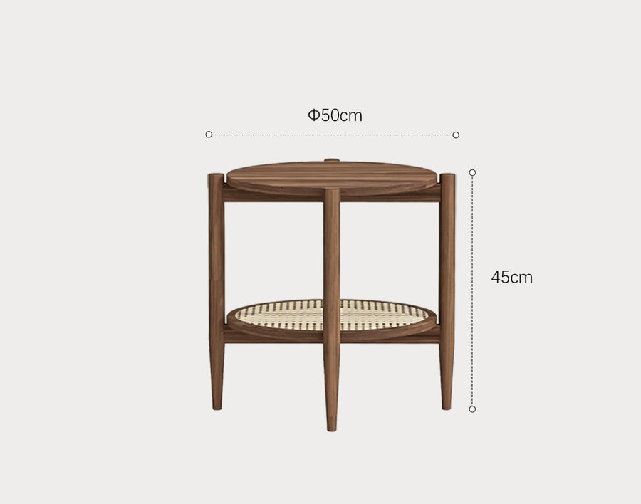 Fadli Round Side Table, Rattan