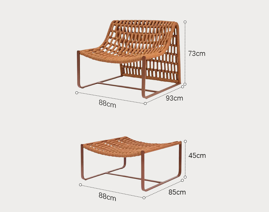 Figueroa Outdoor Lounge Chair With Footstool, Rattan