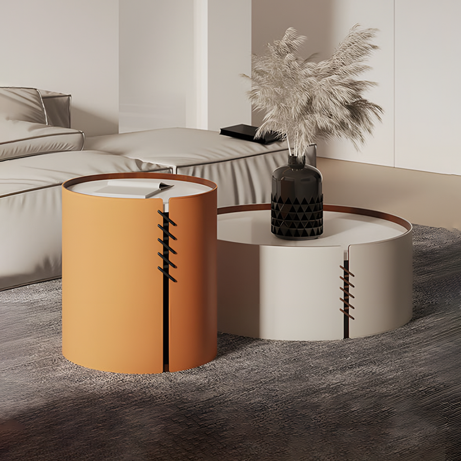 Flo Coffee Table Set, Orange & Grey - white coffee table UK