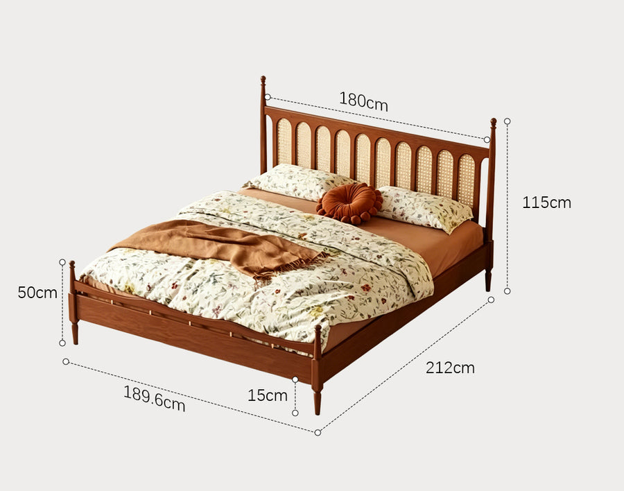 Flora King Size Bed, Cherry Wood