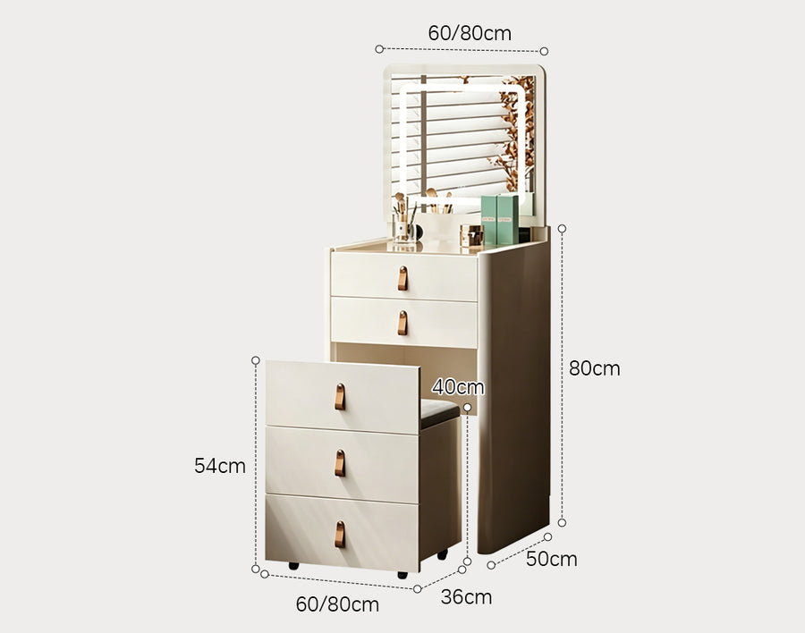 Flores Small Dressing Table With LED Mirror & Chair, Off White product image 12