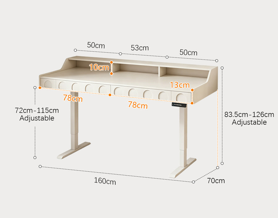 Freya Smart Standing Office Desk, Up And Down, Electric Height Adjustable - tan office desk UK