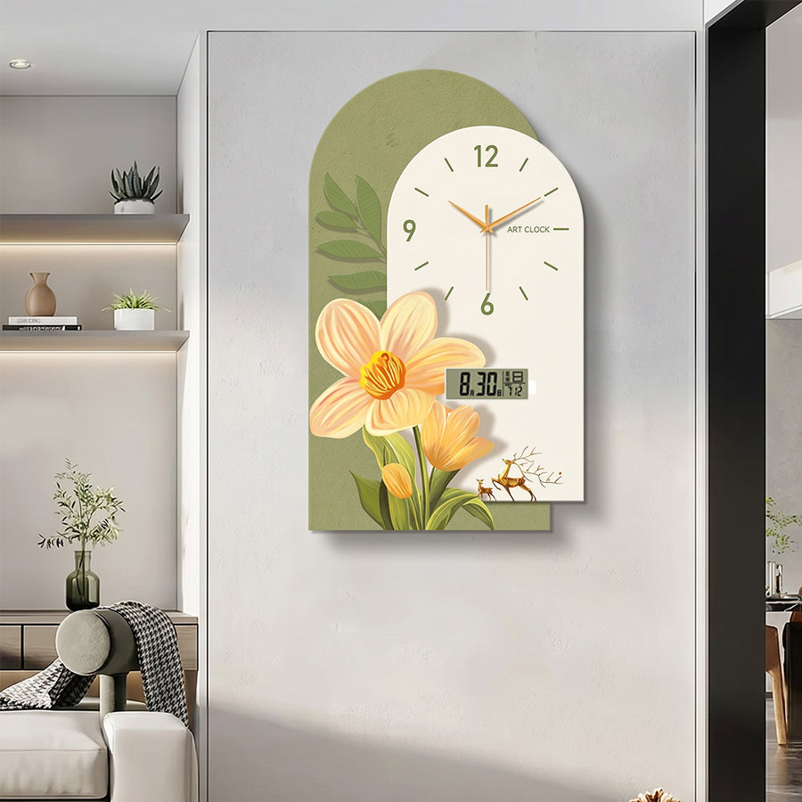 Garden Style Flower Luminous Clock in a modern UK home