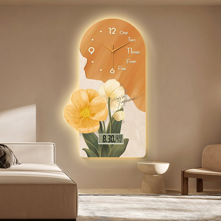 Garden Style Flower Luminous Clock - lounge chair