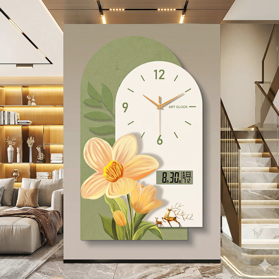 Garden Style Flower Luminous Clock styled for lounge chair
