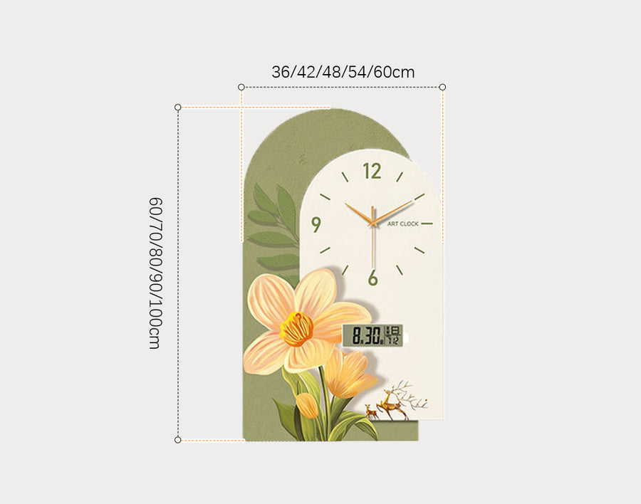 Garden Style Flower Luminous Clock