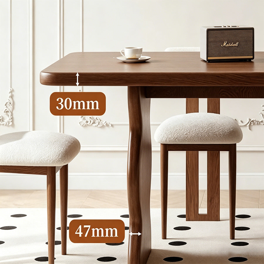 Gavin Dining Table, Walnut & Ash Wood detail showing table finish and proportions