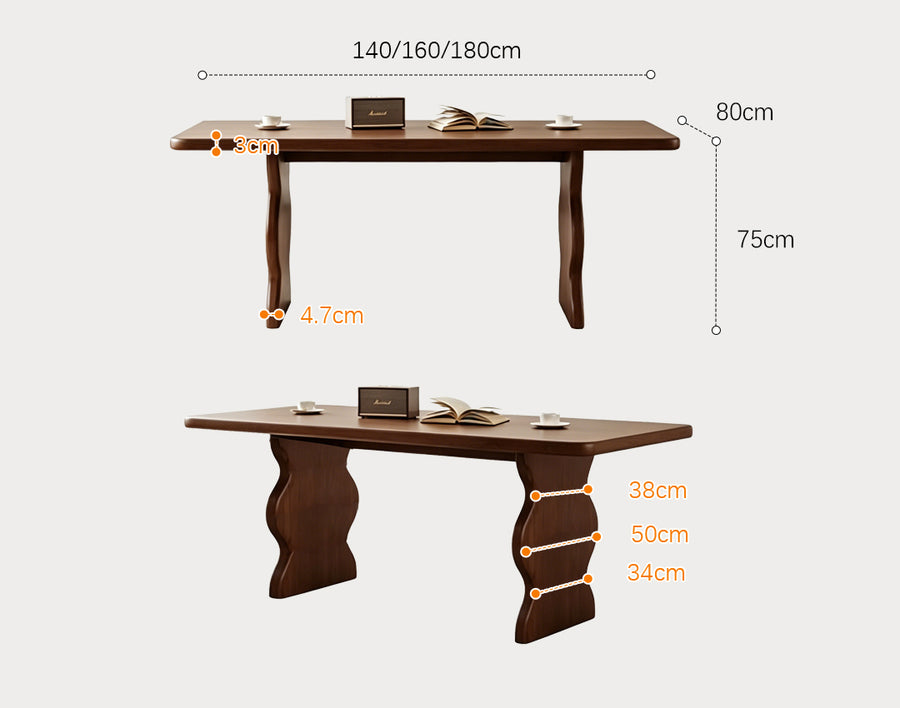 Gavin Dining Table, Walnut & Ash Wood lifestyle view with rustic dining table small