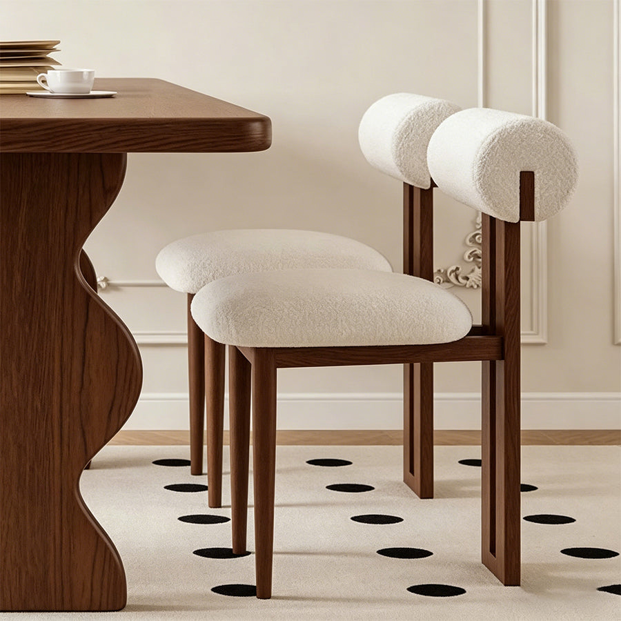 Gavin Dining Table, Walnut & Ash Wood front view as a modern dining table