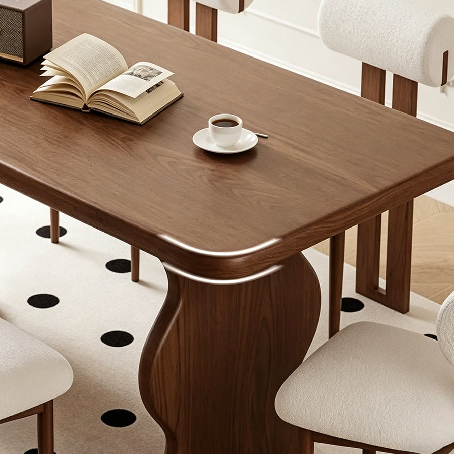 Gavin Dining Table, Walnut & Ash Wood room setting for everyday dining