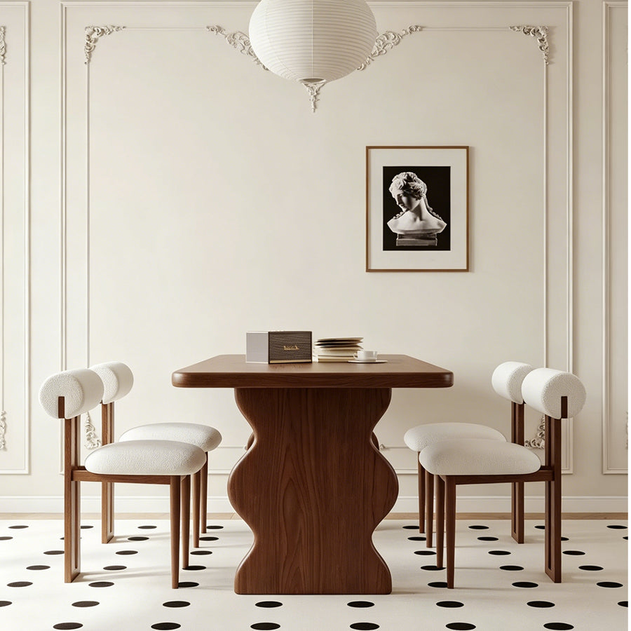 Gavin Dining Table, Walnut & Ash Wood room setting for everyday dining