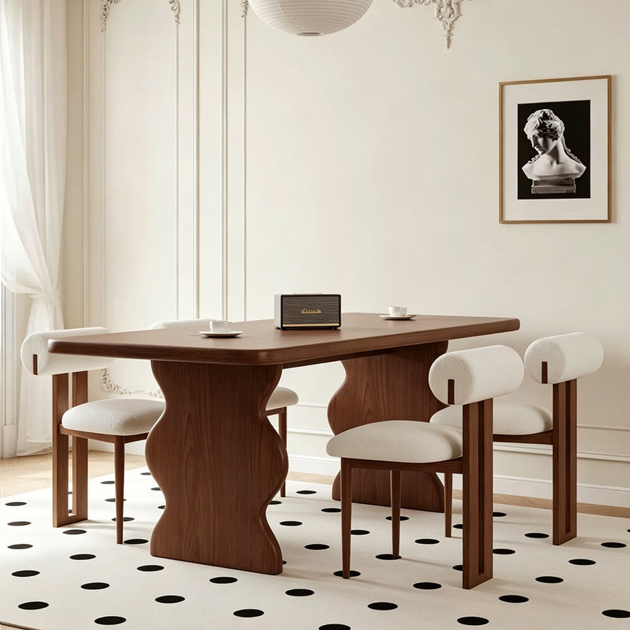 Gavin Dining Table, Walnut & Ash Wood detail showing table finish and proportions
