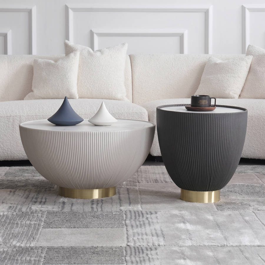 Theo Coffee Table Set, White & Black