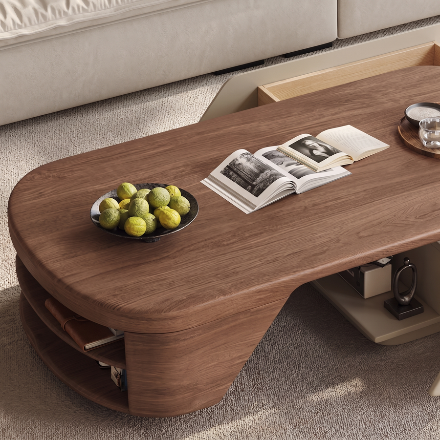 Zubair Oval Extendable Coffee Table With Storage