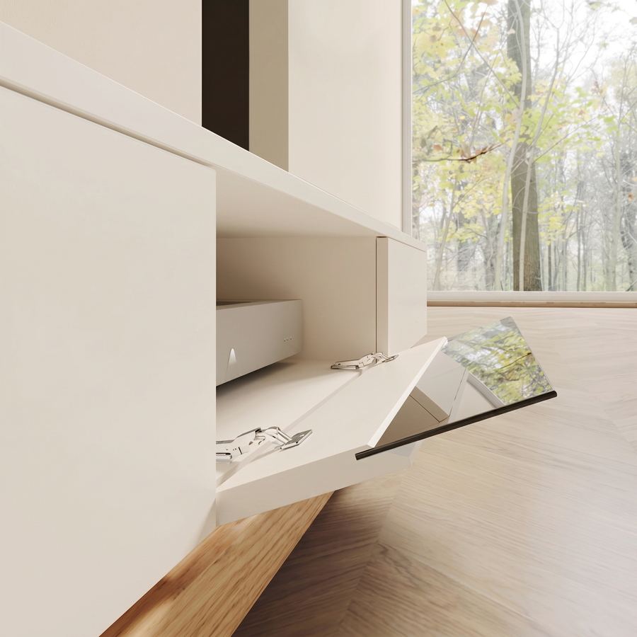 Kizzy TV Stand cabinet and shelf detail