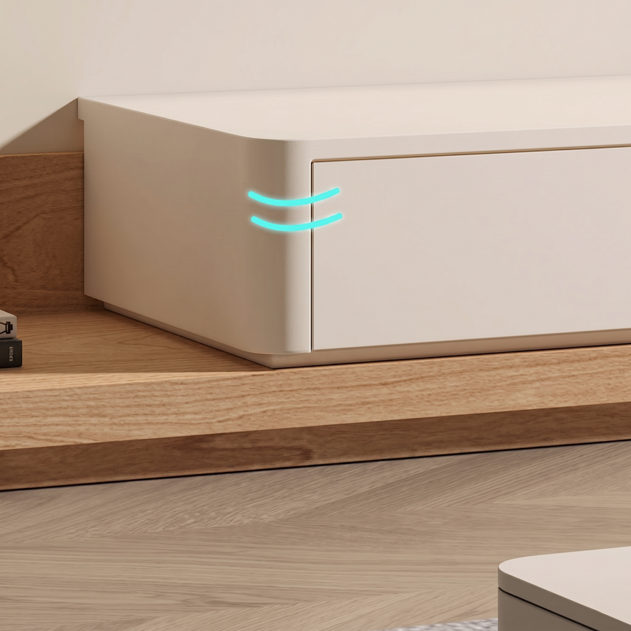 Kizzy TV Stand room setting for TV storage