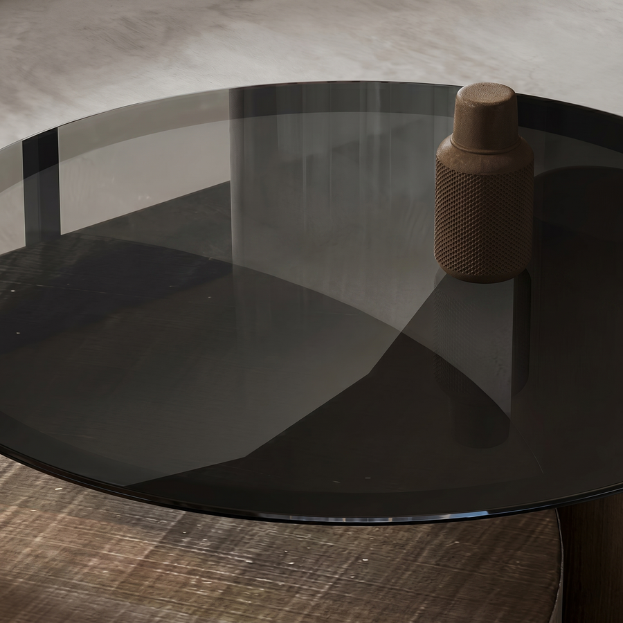 T94 Golden Nesting Coffee Table, Glass