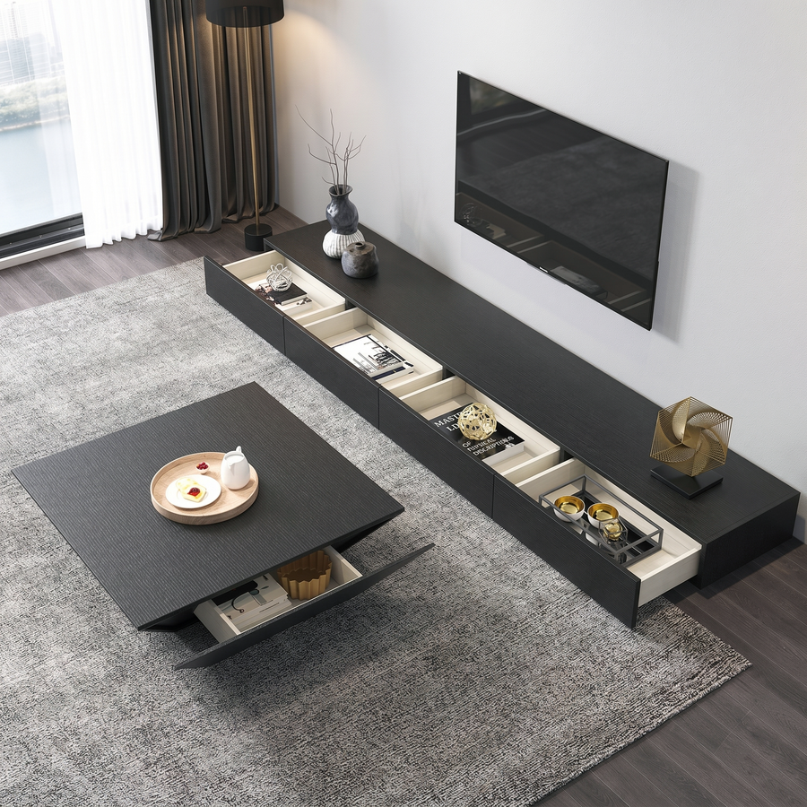 Saffron Coffee Table With Drawer, Walnut