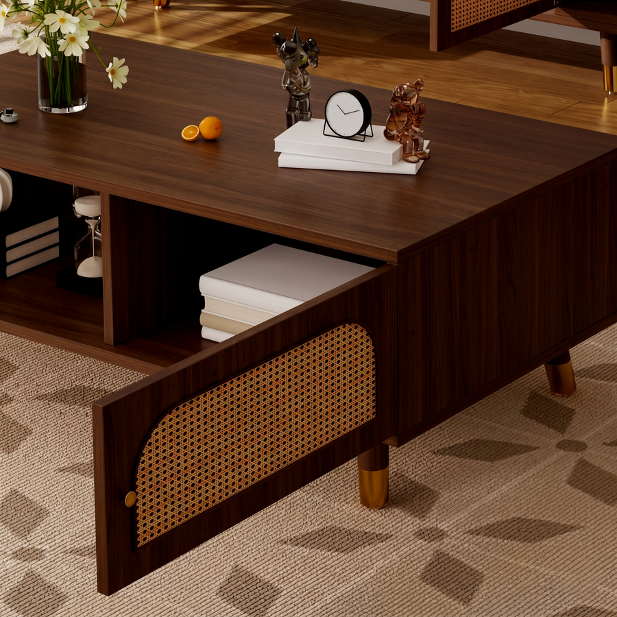 Kirsten Rattan TV Stand, Rubber Wood product image 7