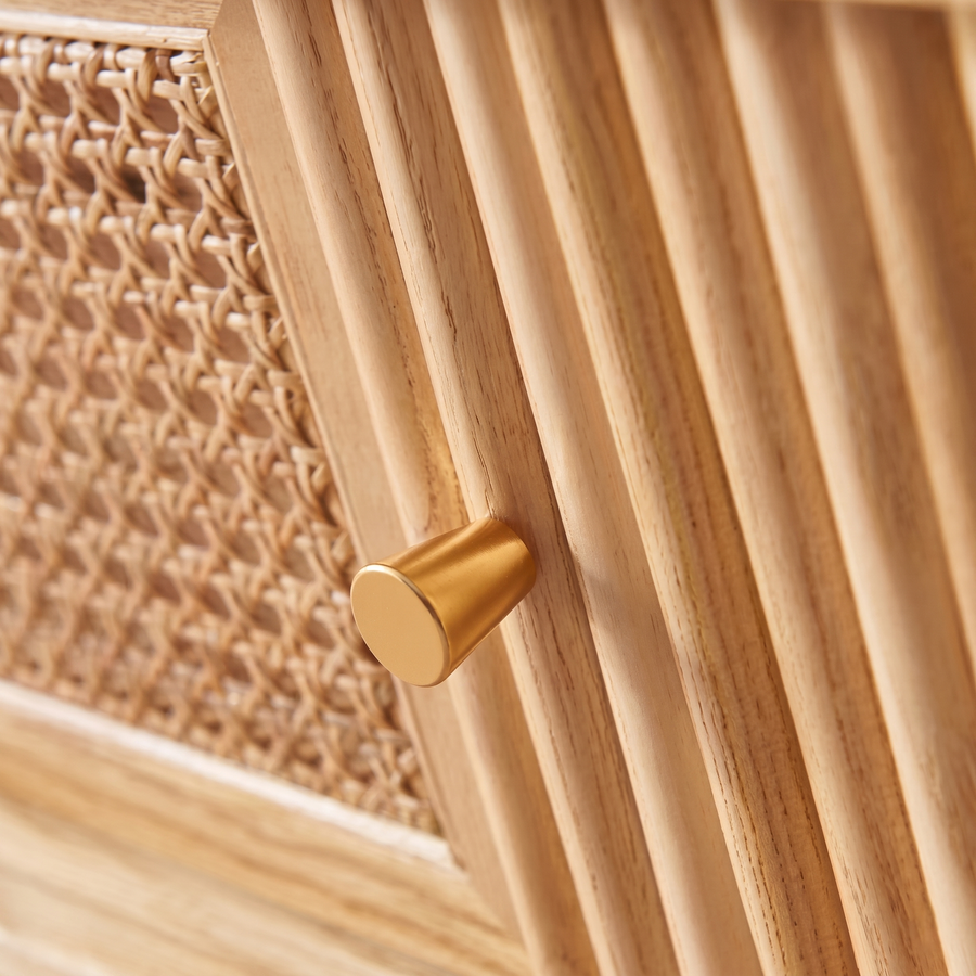 Wallace Rattan TV Stand cabinet and shelf detail