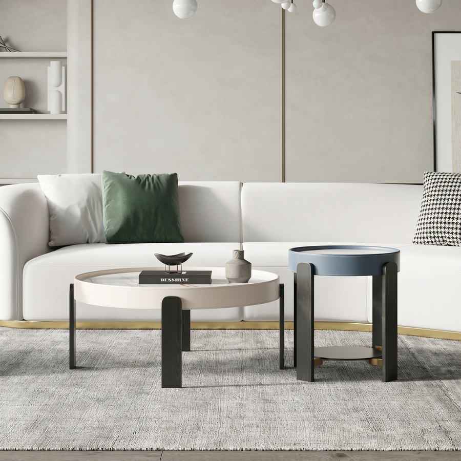 Moira Coffee Table, Sintered Stone & Rubber Wood