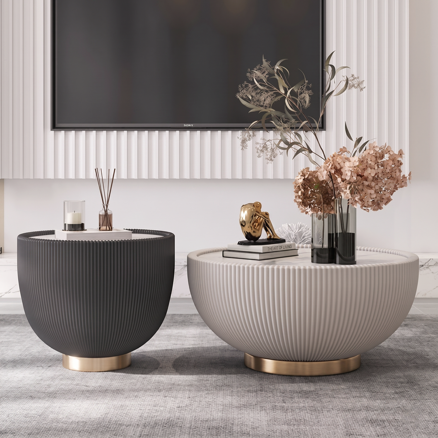 Theo Coffee Table Set, White & Black