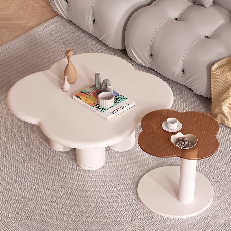 Persis Coffee Table Set, Cream & Tan