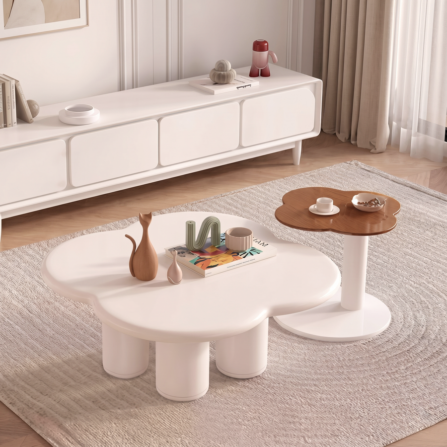 Persis Coffee Table Set, Cream & Tan