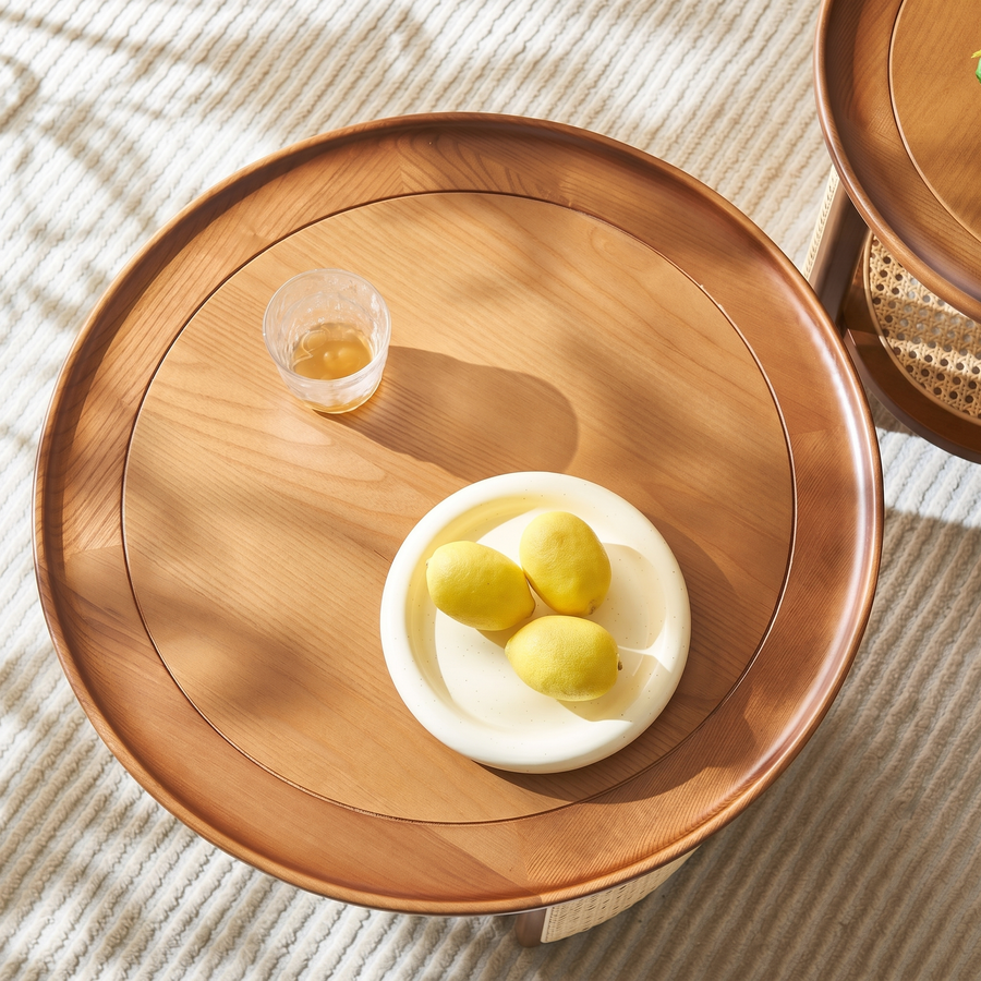 Austin Rattan Coffee Table Set, Wood